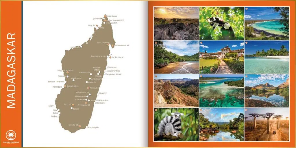 Kaart met overzicht van de bezienswaardigheden van Madagaskar